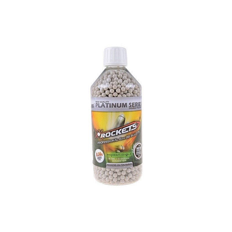 Bile Airsoft Rockets Platinum Series BIO 0.30g BBs - 3000buc la sticla, gri